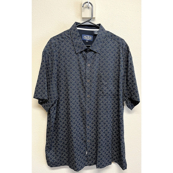 Nat Nast Men's Button Up Shirt Size XL Navy/Black/Cream Zig Zag Print - Picture 1 of 11
